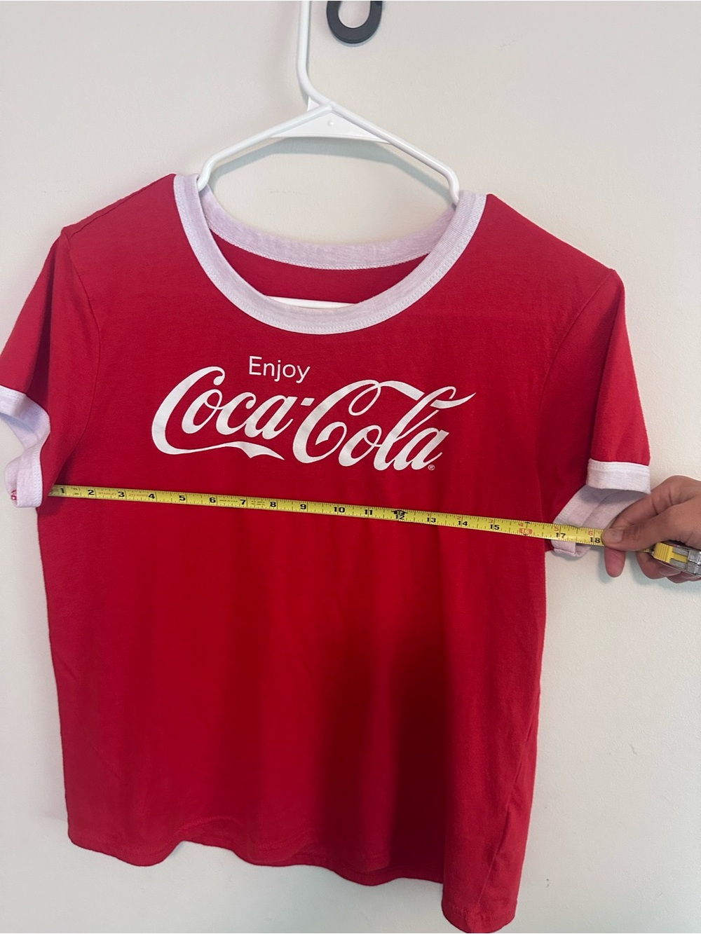 Coca Cola Red Short Sleeve Ringer Tee with White Logo - Picture 6 of 6